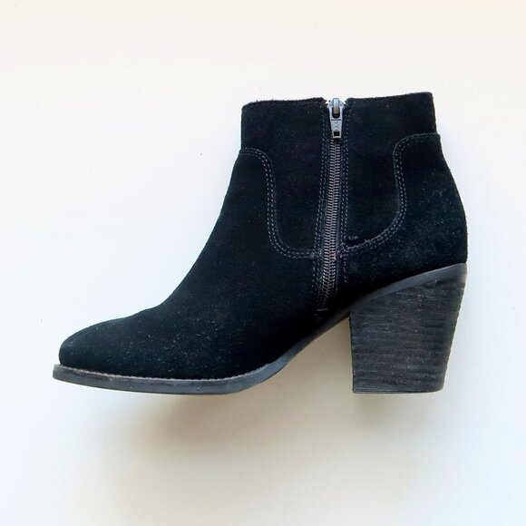 Seychelles Black Suede Leather Round Toe Block Heel Ankle Boots / Booties 7.5 - Picture 9 of 16